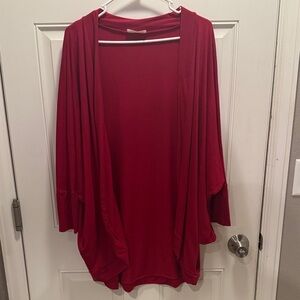 Zenana Outfitters Open-Front Deep Red Draped Cardigan